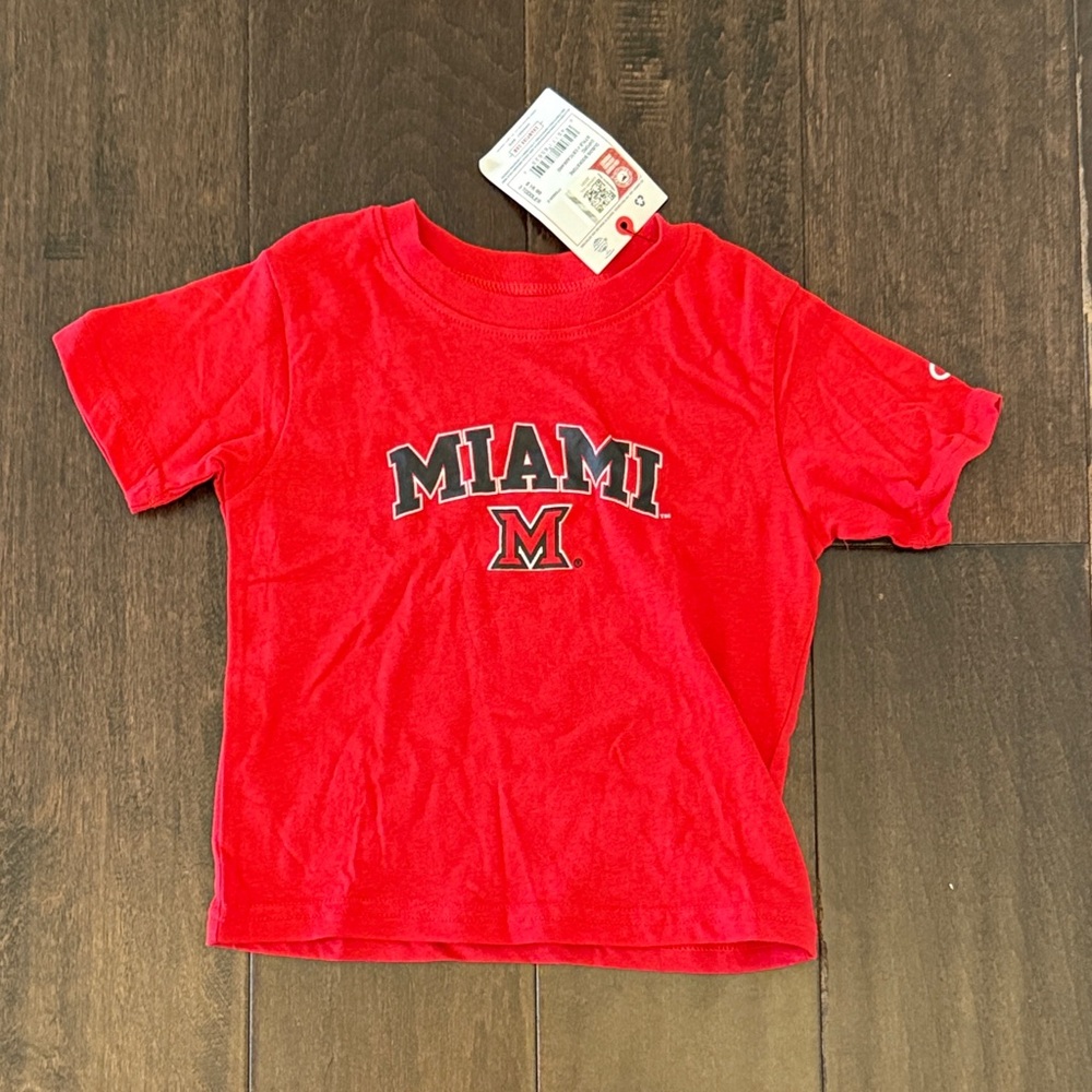 NWT Champion Red Kids Gender Neutral Short Sleeve 'MIAMI' of Ohio Graphic Tee